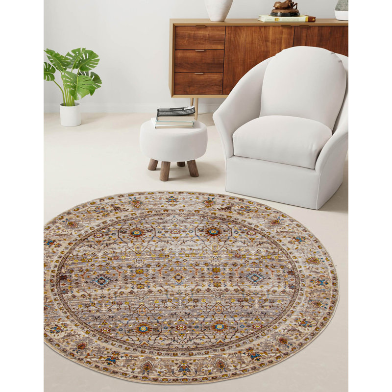 Tapis gris Zaina, Rond 5 pi