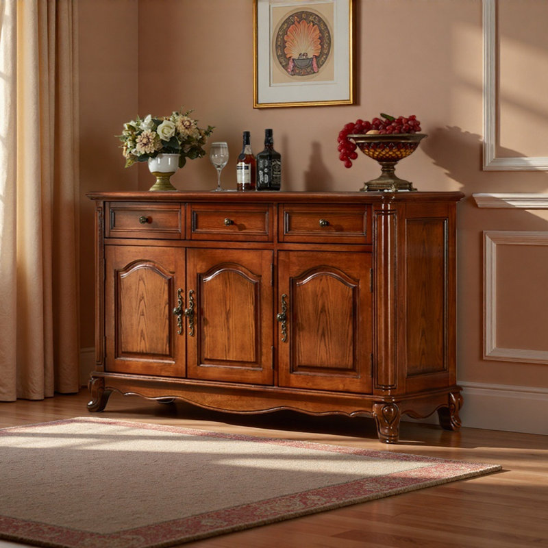Buffet haut de gamme de style rétro, Brun, H 35,04 po x l 51,18 po x P 18,9 po