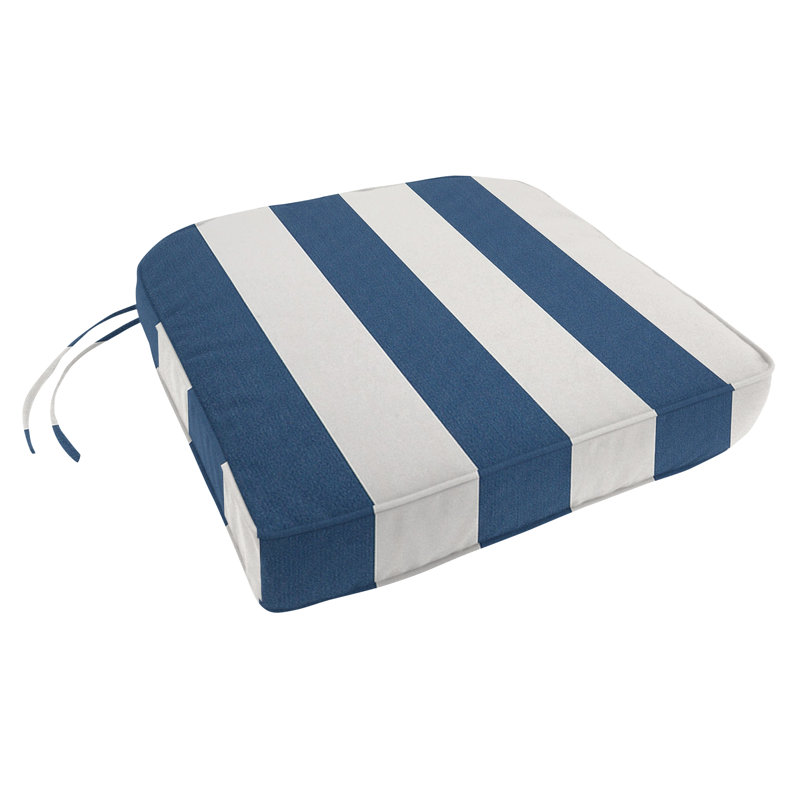 Encinitas Sunbrella Outdoor 3.5'' Dining Chair Cushion, 3.5" H x 18" W x 19" D, Cabana Classic Black Stripe Sunbrella®