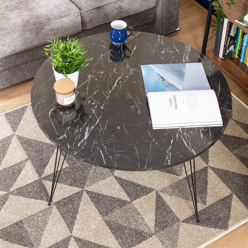 Aubina Four Leg Coffee Table, 47" H x 90" W x 90" D, Black