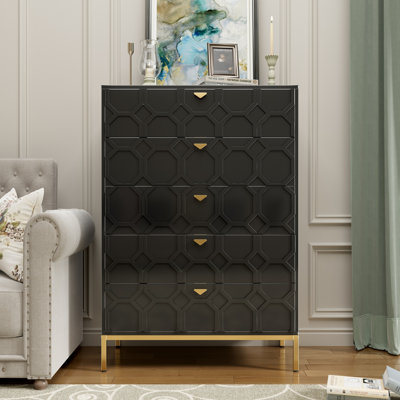 Wooden 5-Drawer Storage Cabinet Table
