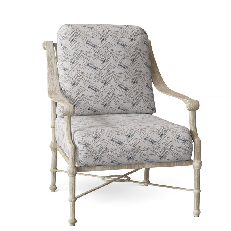 Delphi Aluminum Outdoor Lounge Chair, Weathered White, Denver Scarlett Sunbrella®