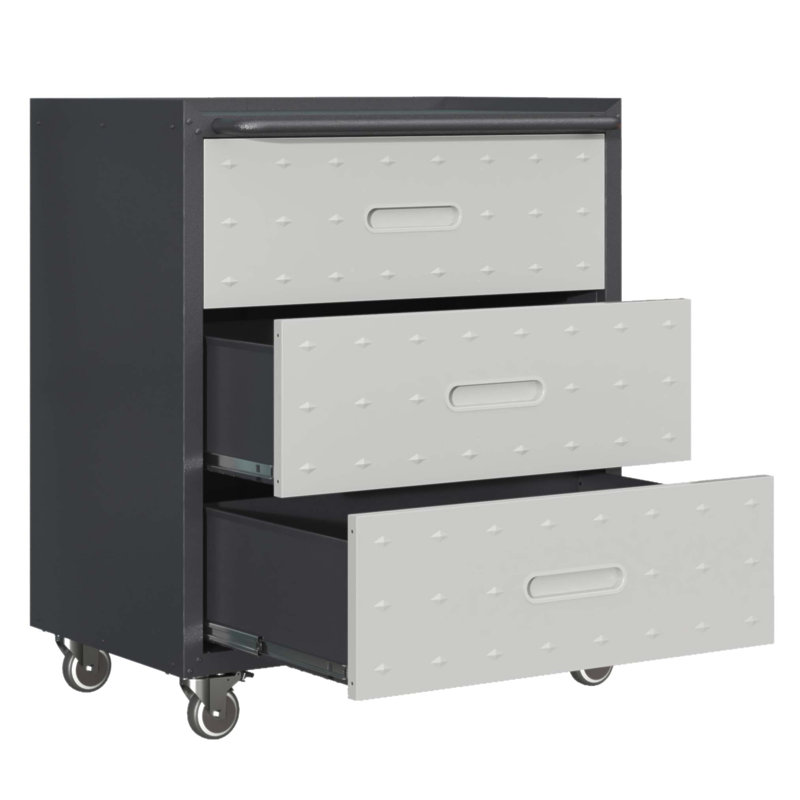 Armoire de rangement robuste en métal avec roulettes - Organisateur à 3 tiroirs pour le garage, le bureau et la maison, durable et mobile