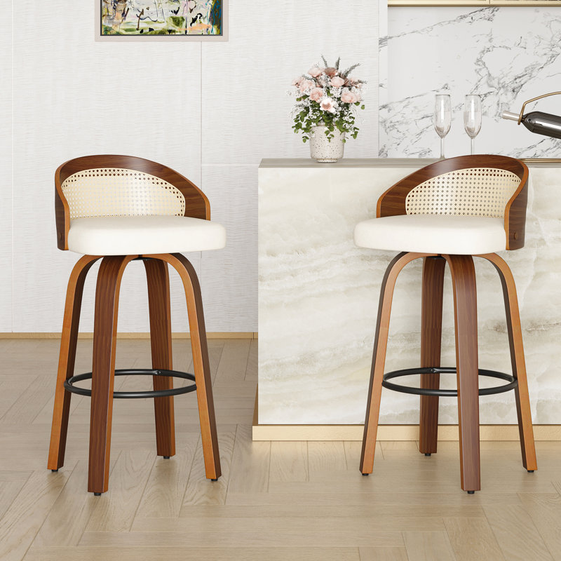 Tabouret de bar et de comptoir pivotant en similicuir, Beige, Tabouret de bar (siège d'une hauteur de 30 po)