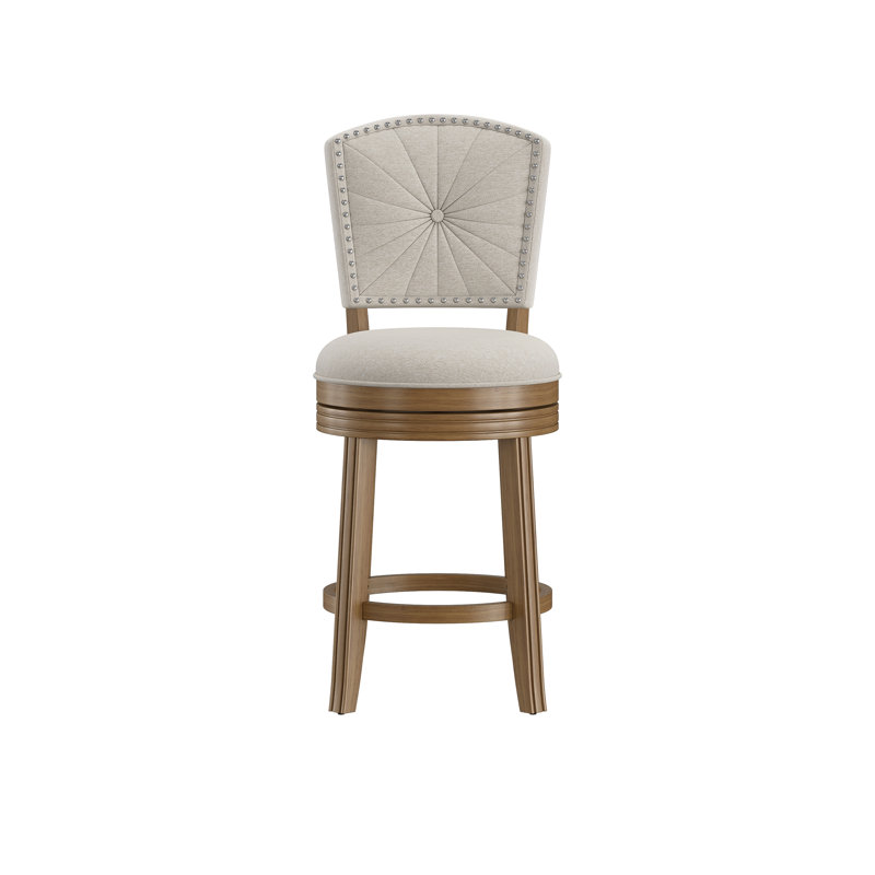 Tabouret de bar et de comptoir Fidelia, Tabouret de comptoir = siège d'une hauteur de 26 , Siège beige / structure brune