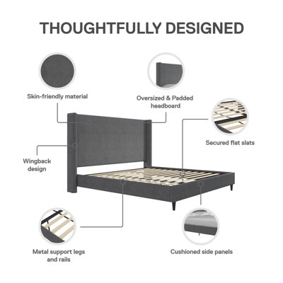 Ana King Upholstered Wingback Bed
