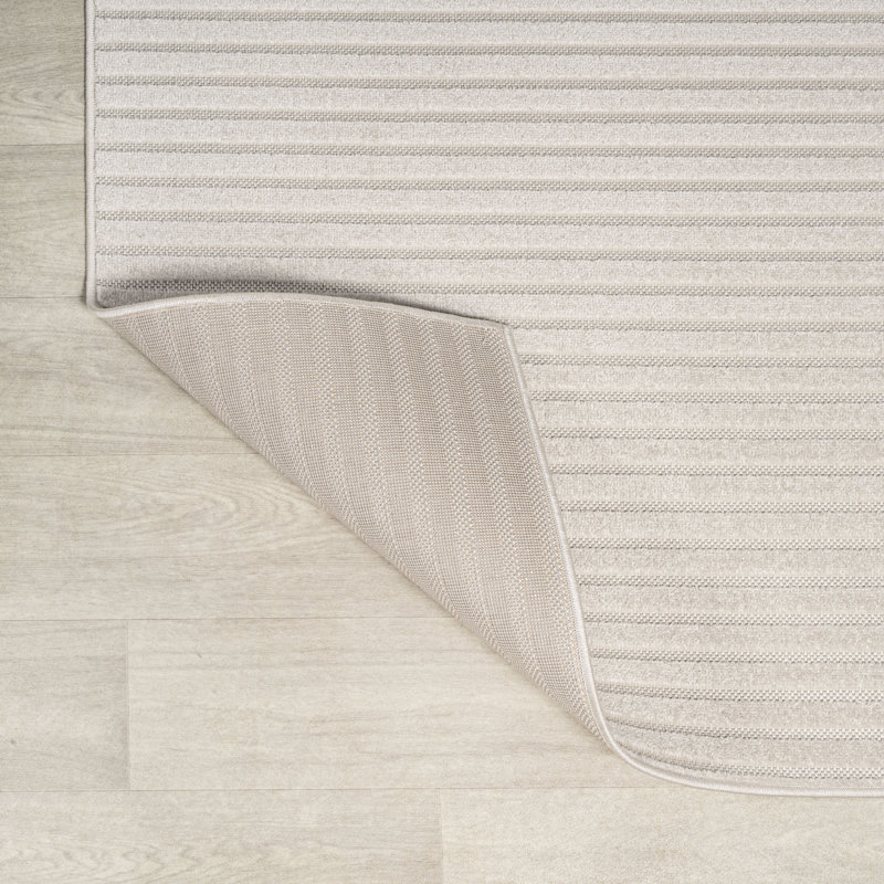 Tapis intérieur / extérieur rayé ivoire / crème Atricia, Tapis de couloir 2 pi x 8 pi