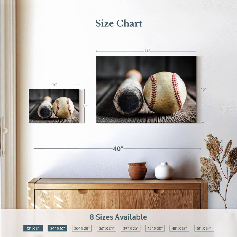 Sireci Bat And Baseball, 16" H x 24" W