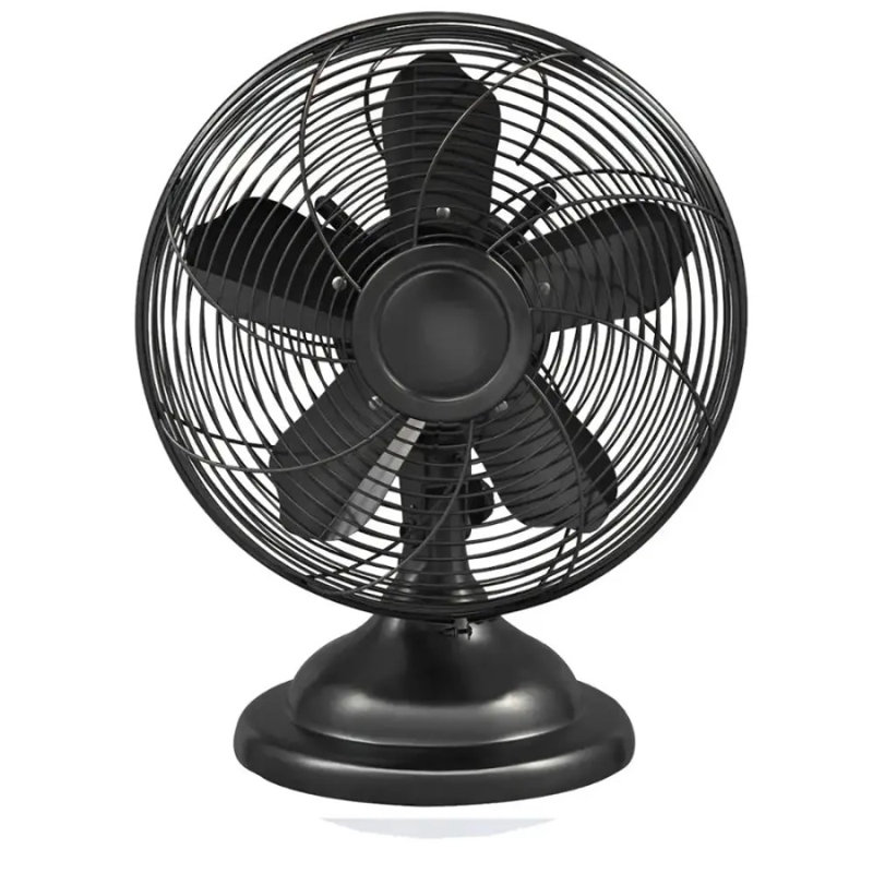 Ventilateur de table oscillant rétro Optimus 12 pouces - Finition bronze huilé, moteur silencieux, débit d'air réglable