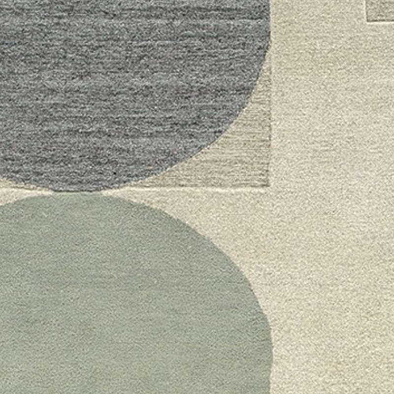 Tapis Laen, formes géométriques touffetées à la main, laine grise, Rectangle 8 pi x 10 pi