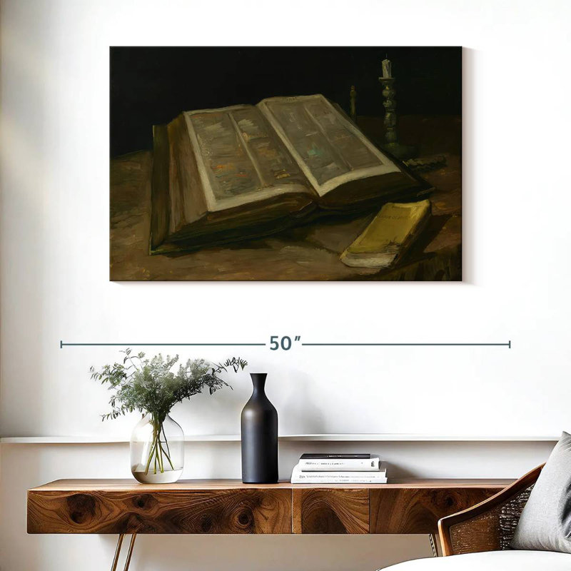 Adella nature morte avec la bible, H 26 po x l 39 po