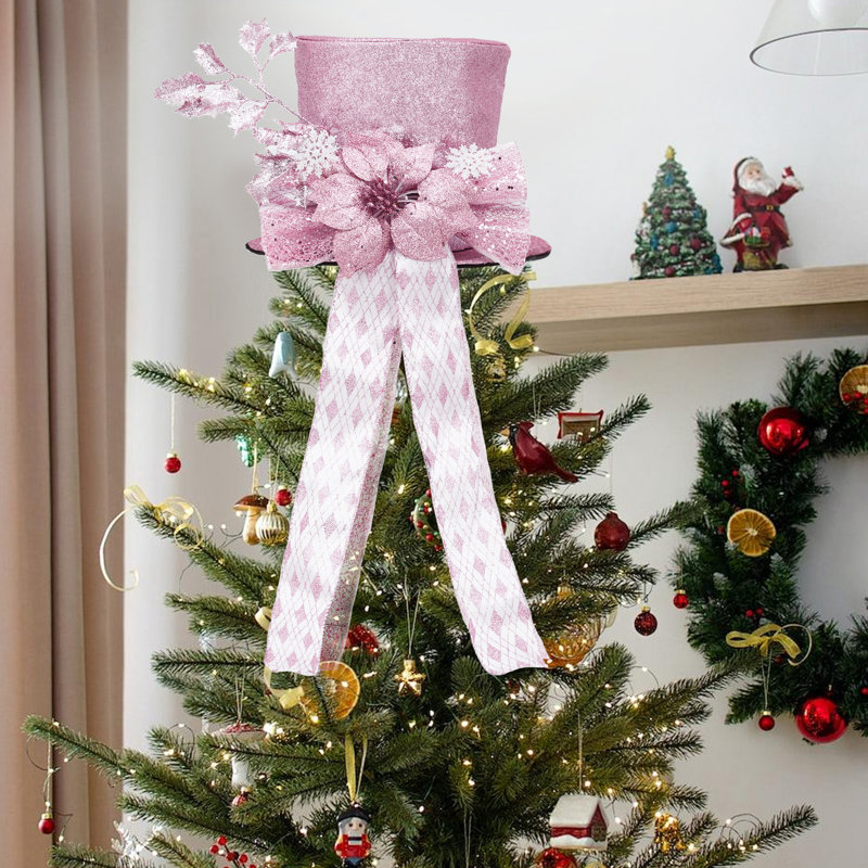 Arbre de Noël luxueux avec paillettes, décorations de Noël scintillantes, Rose