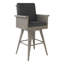 Tabouret de bar pivotant extérieur 30 po - Structure en fer tressé, coussin résistant à l'eau mélangé noir / gris foncé