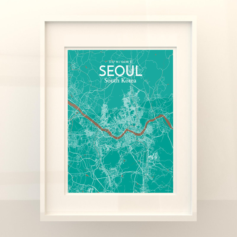 Seoul City Map In Nature - No Frame Print, 20cm H x 16cm W x 0.05cm D