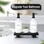 Distributeur de savon à main pour la cuisine, distributeur de savon blanc avec pompe en acier inoxydable, ensemble de distributeur de savon de salle de bain avec plateau en bois, distributeur de savon à vaisselle de cuisine