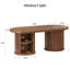 47'' W Oval Coffee Table With Storage, Mid-Century Modern Fluted Centre Table With Round Base-1999582466