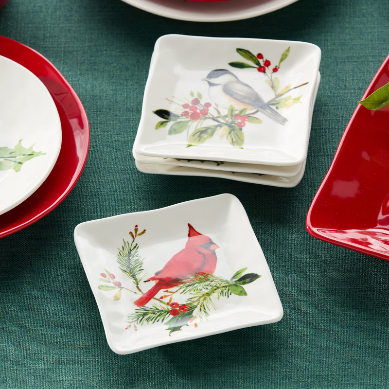 Ensemble de 4 assiettes de Noël Holly and Vines