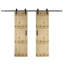 Porte de grange coulissante double en bois de pin avec trousse de quincaillerie Castle Series-60983670-86924724