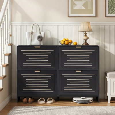 24 Pair Shoes Storage Cabinet With 4 Flip Drawer