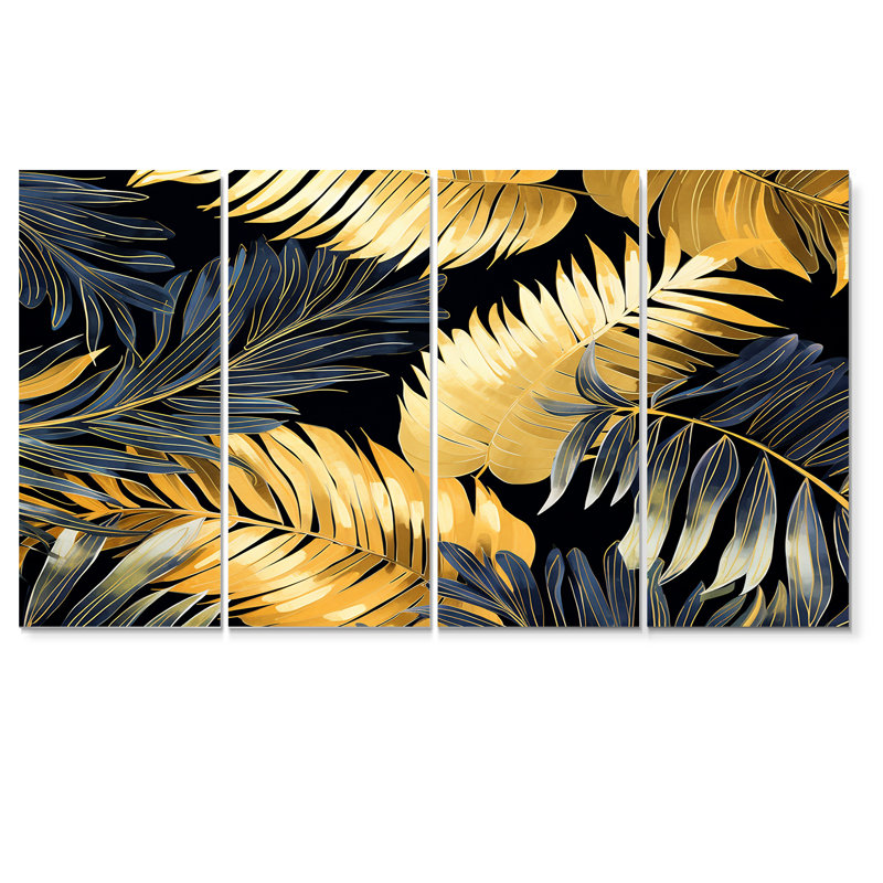 Grandidier - Feuilles d'art sur toile, 4 pièces, H 32 po x l 64 po