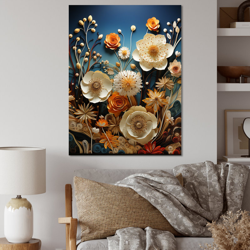 Reproduction sur toile de prairies florales surréelles, Toile tendue, H 44 po x l 34 po x P 1,5 po