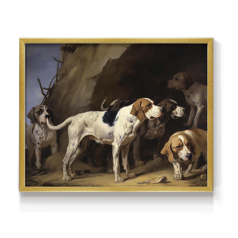 Faune - XCVII - Reproduction encadrée - Restickable, H 16 po x l 20 po, Or