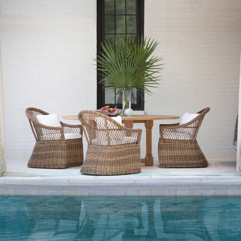 Fauteuil d'extérieur en résine tressée Soho N-Dura, Sunbrella® ‑ blanc naturel, Welt, Raphia