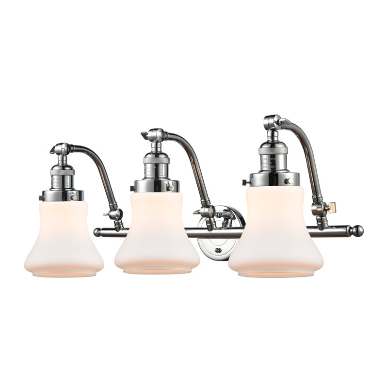 Purcellville 3 - Light Dimmable Vanity Light, 6 Watt Vinage LED Bulb, Polished Chrome, Cased Matte White