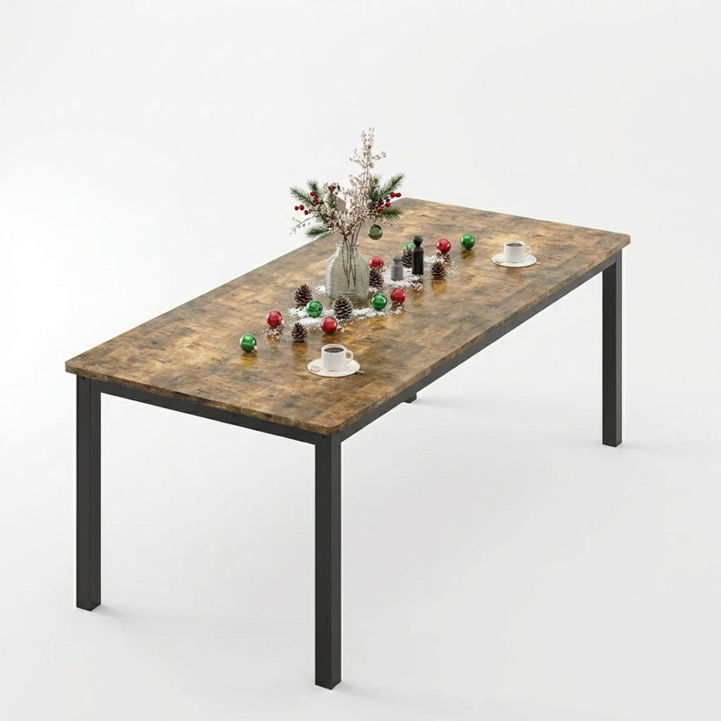 78.7" Industrial Dining Table for 6-8, Large Rectangle Kitchen Table with Sturdy Metal Legs, Round Corners, Wooden Dinner/Conference/Writing Desk for Dining Room, Living Room