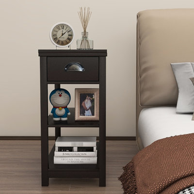Table d'appoint étroite avec tiroirs en blanc, matériau, pour espaces d'étude et de vie - Cloison inférieure, maison de chambre à coucher