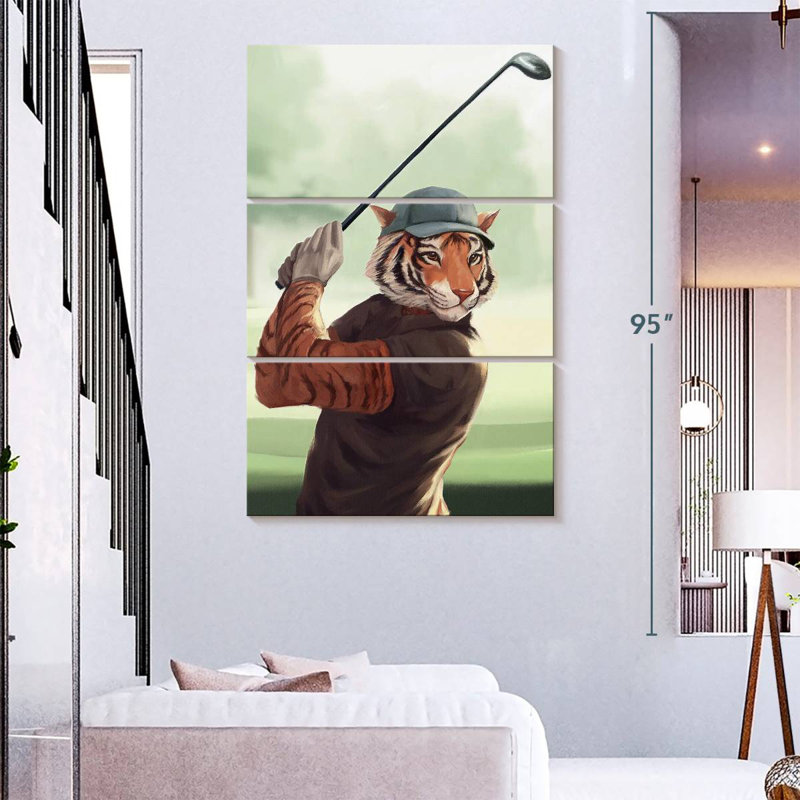Ketti Tiger Playing Golf, 74" H x 48" W