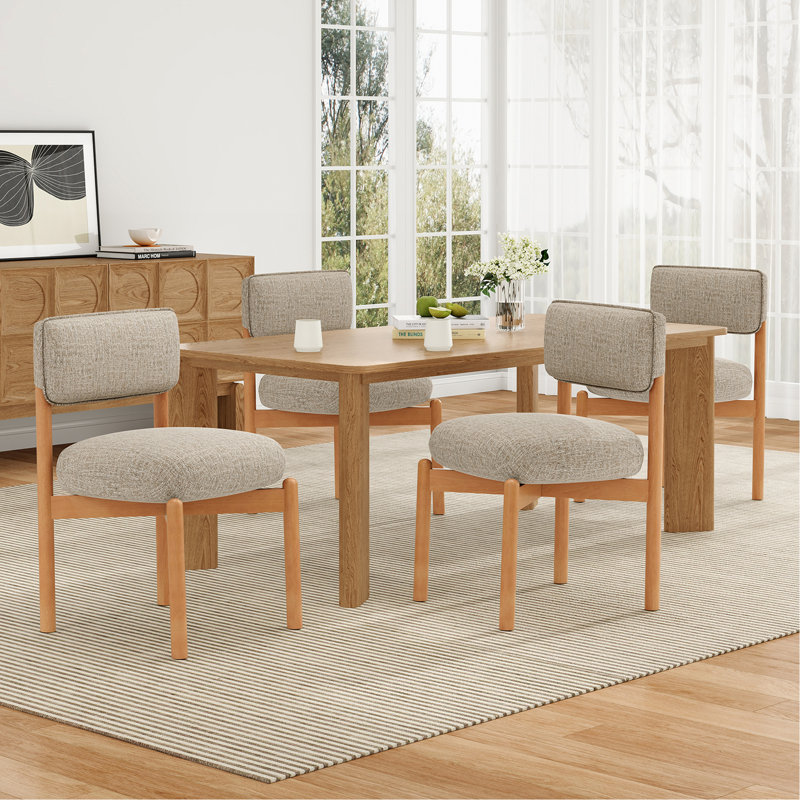 Ensemble de chaises de salle à manger modernes en mélange de lin et de kaki (ensemble de 2), Kaki
