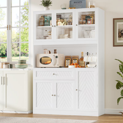 Kirklyn 72.2" Kitchen Pantry Cabinet with Glass Door & Spice Rack – Modern Storage for Organized Kitchens by Harriet Bee