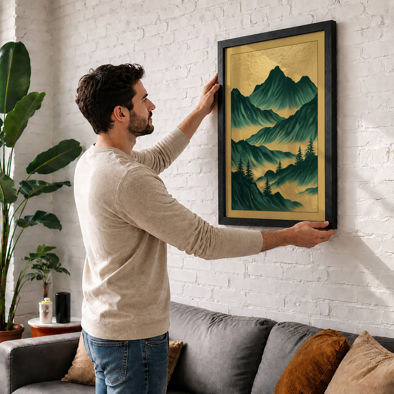 Mountains At Sunrise Scandinavian - Print, Unframed, A1 - 84.1 x 59.4 cm