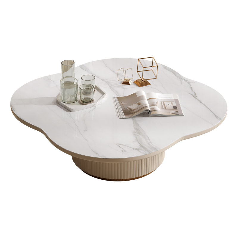 Luxury White Sintered Stone Coffee table,Center Table with Golden Base