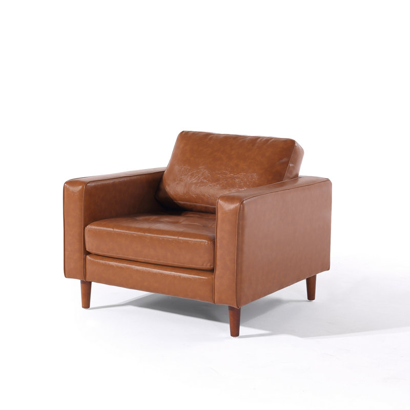 Imai Leather Armchair, Brown Genuine Leather