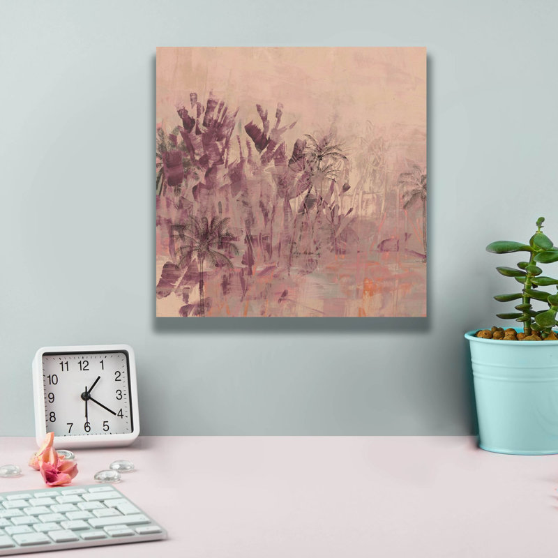 «Palm Grove Impasto 1» par June Erica Vess, art mural sur toile, 12 po x 12 po, H 12 po x l 12 po