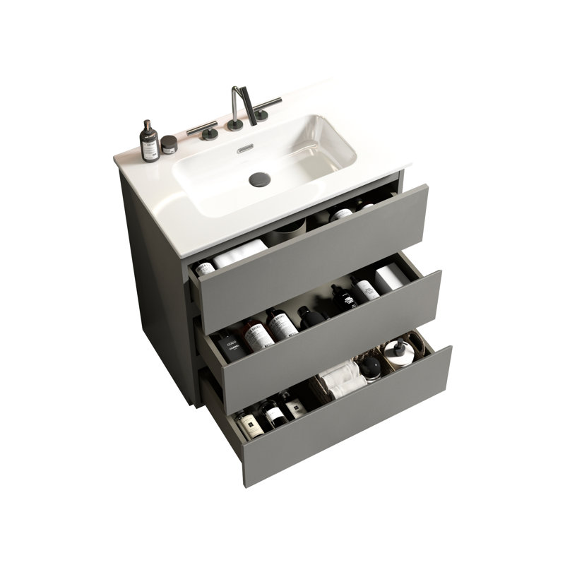 Lavabo de salle de bain moderne 30 po gris, Gris, 30"