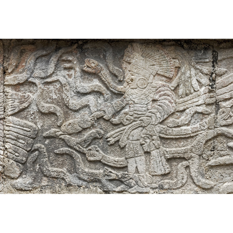 Mayan Stone Carving - Wrapped Canvas Print, 81cm H x 122cm W x 3.8 cm D