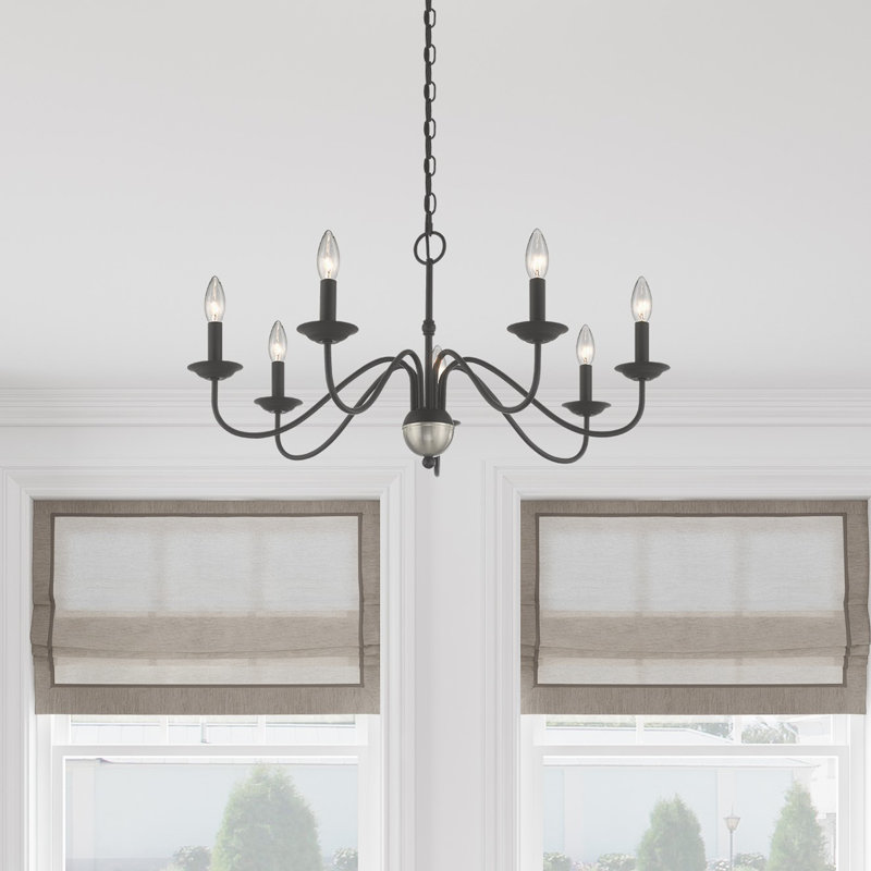 Seiling 7 - Light Steel Dimmable Classic / Traditional Chandelier, Black w/ Brushed Nickel Accent