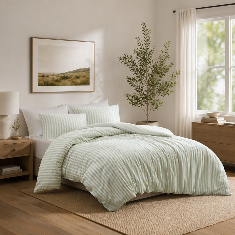 Linen Blend Duvet Cover Set, Housse de couette très grand et 2 taies