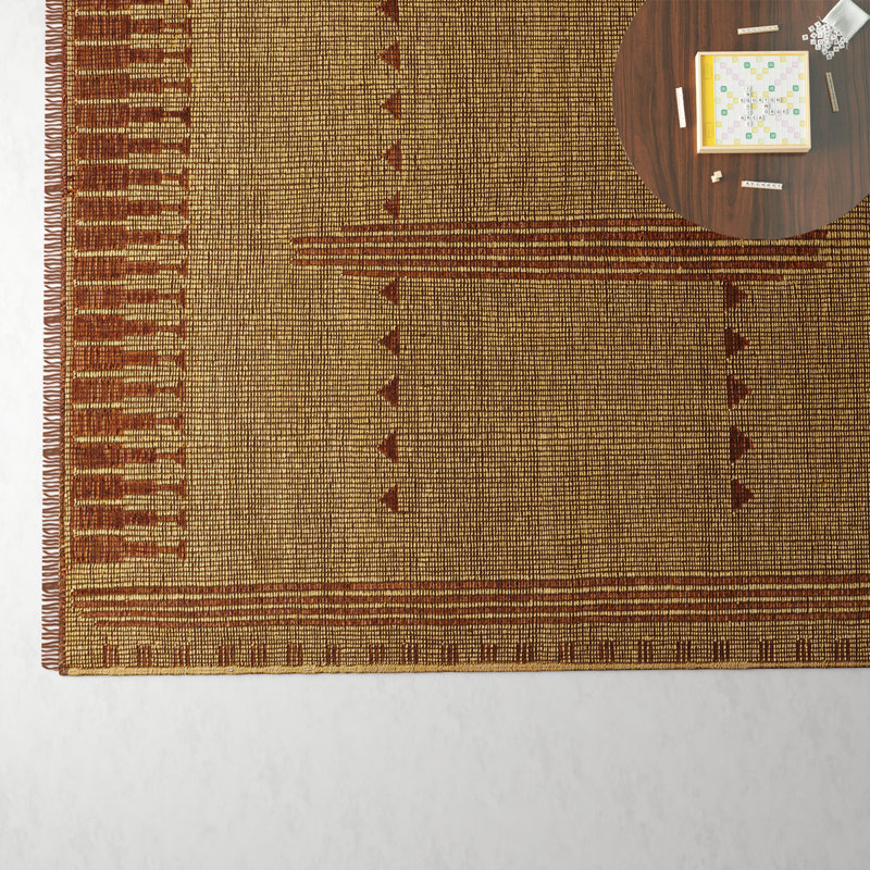 Alfi Oriental Flatweave Area Rug in Brown/Camel, Rectangle 12' x 15'