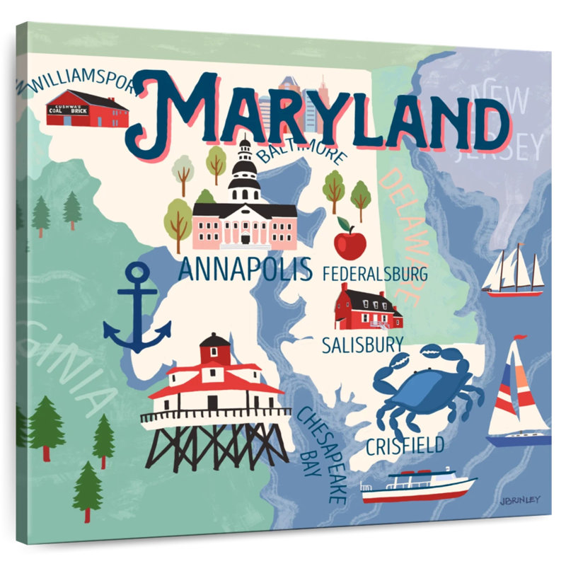 Cartes Aliaz State - Attraits du Maryland, H 10 po x l 10 po