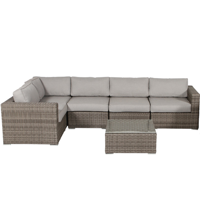 Paier Wicker Fully Assembled 4 - Person Seating Group with Cushions, Mixed Gray