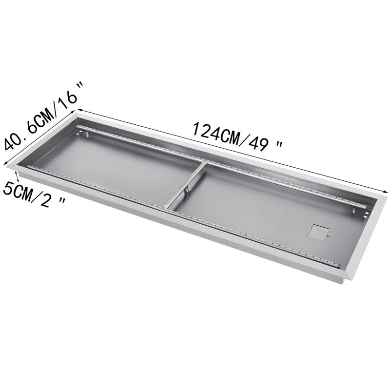 Foyer de table au propane en acier inoxydable Altina, H 2 po x l 49 po x P 16 po