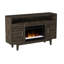 Console de 61 po avec foyer électrique pour téléviseur de 61 po ou moins, assemblage minimal, finition brun anthracite