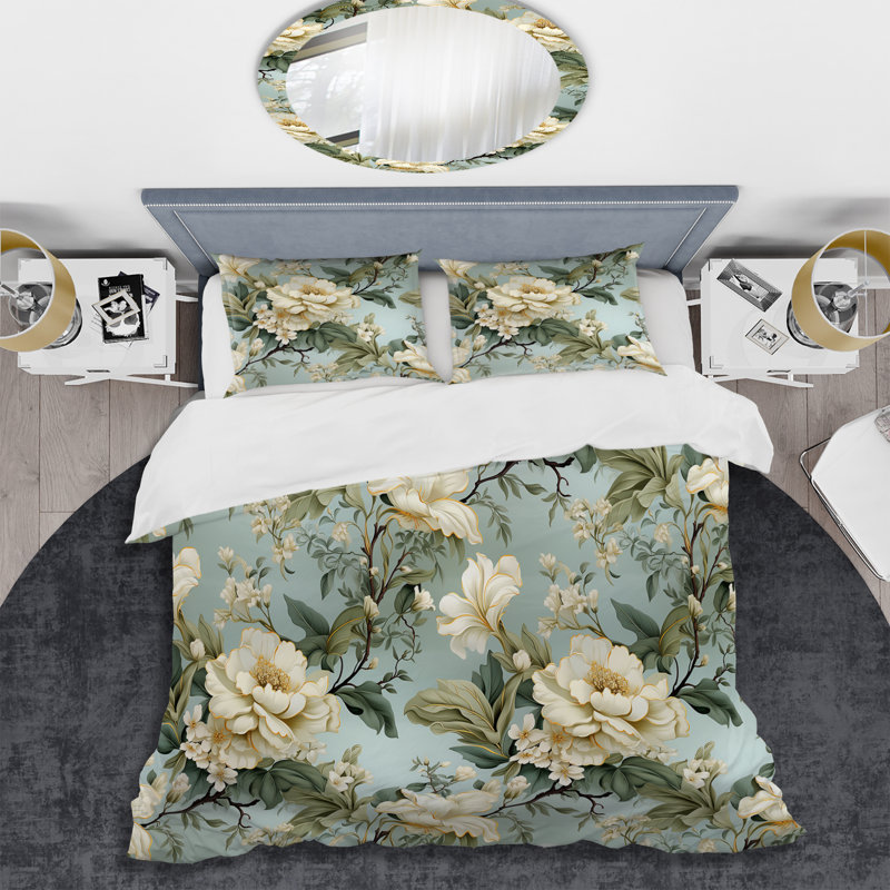 Ethereal Rococo Flourish Victorian Pattern XVIII Duvet Cover, King Duvet Cover + 2 King Shams