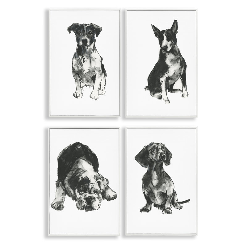  «Traditional Dog Sketches», ensemble de 4 giclées par Cartissi, H 24 po x l 16 po