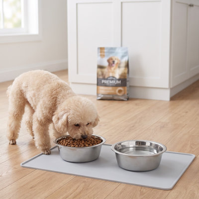 Lot de 2 bols en acier inoxydable pour chiens et chats, 1 pinte (environ 0,5 litre), fini satiné