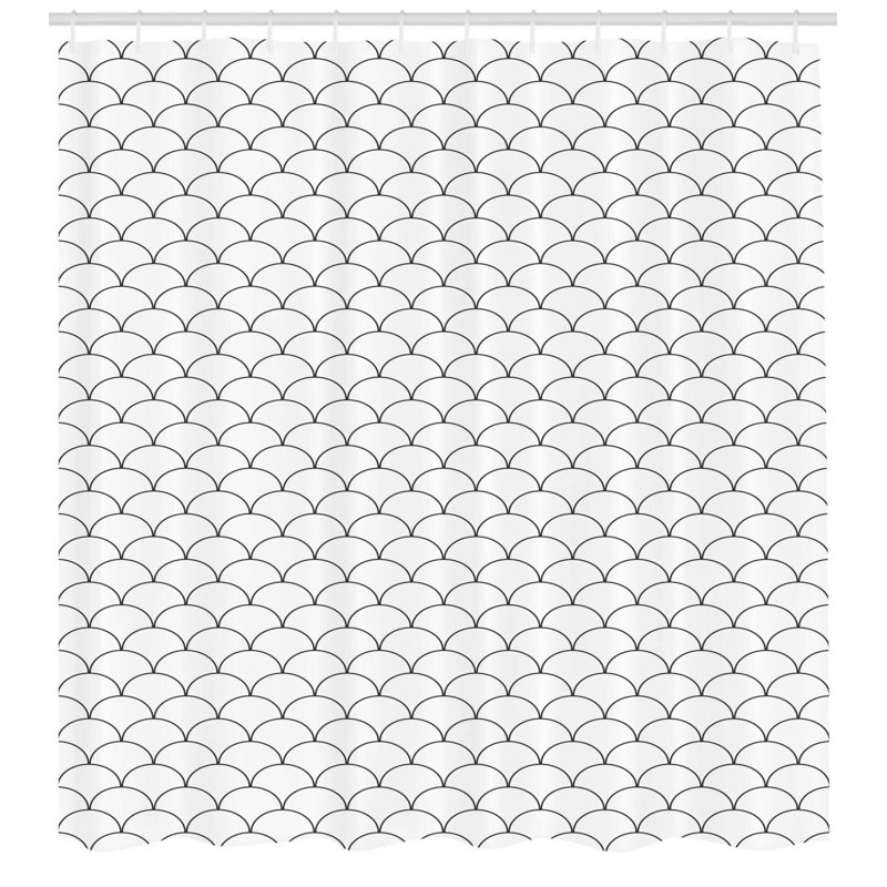 Geometric Shower Curtain with Hooks Included, 70" H x 69" W